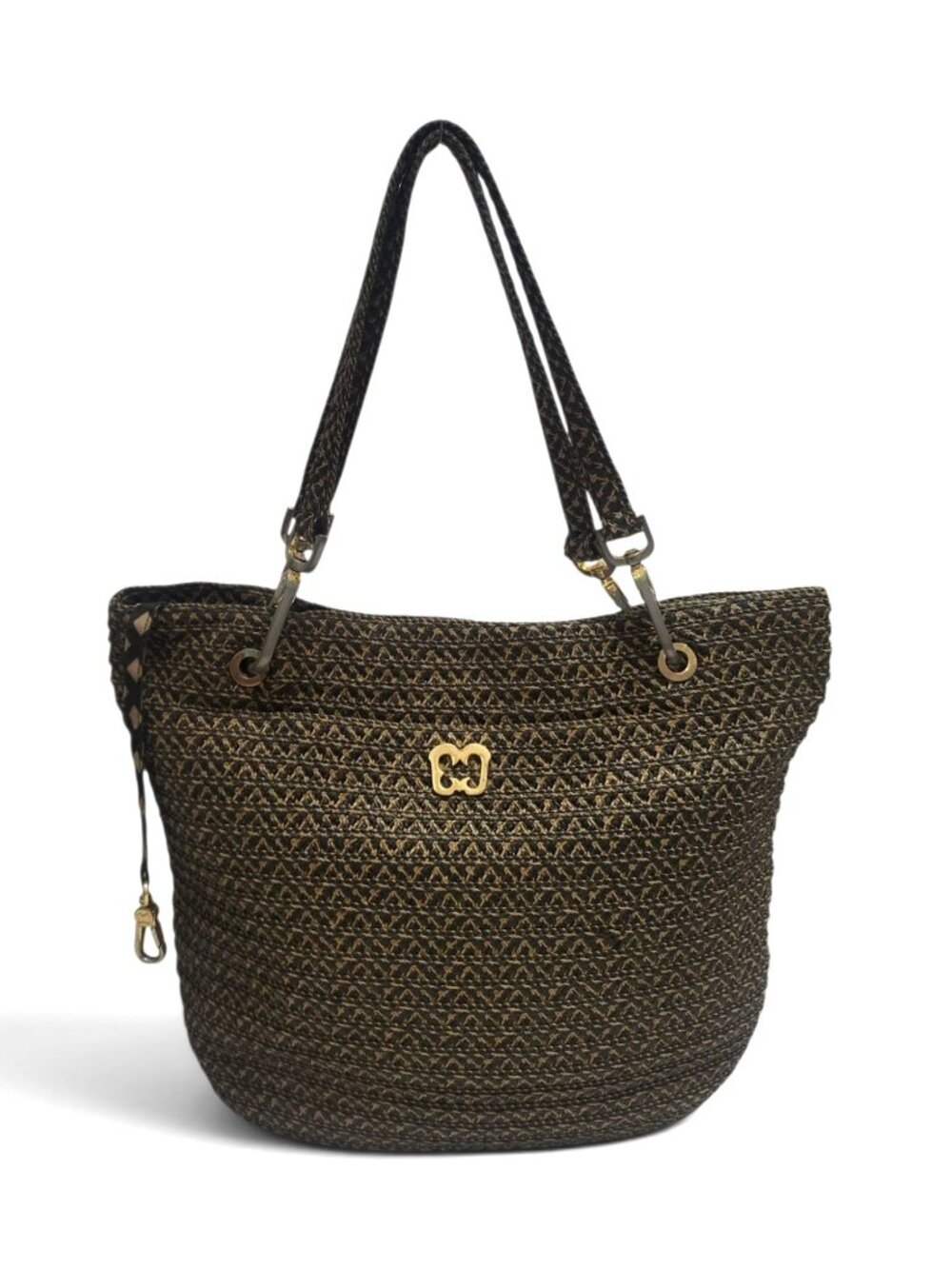 Eric Javits Woven Raffia Shoulder Bag Tote Double Handle Organizer
